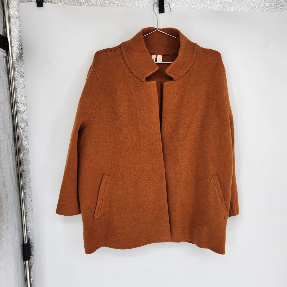 Moth by Anthropologie Orange Brown XL Open Front Collared Long‎ Sleeve Sweater